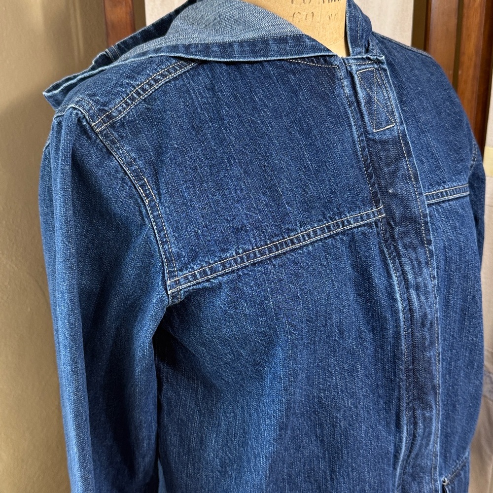 Vintage BLASSPORT Denim Hooded Jacket | 1990s Zip-Front Utility Jean Jacket - Picture 2 of 11